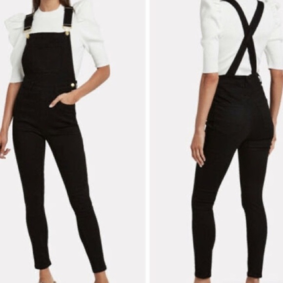 SSO BY Danielle Second Skin Overalls WeWoreWhat White Denim Overalls Gold - Picture 2 of 16